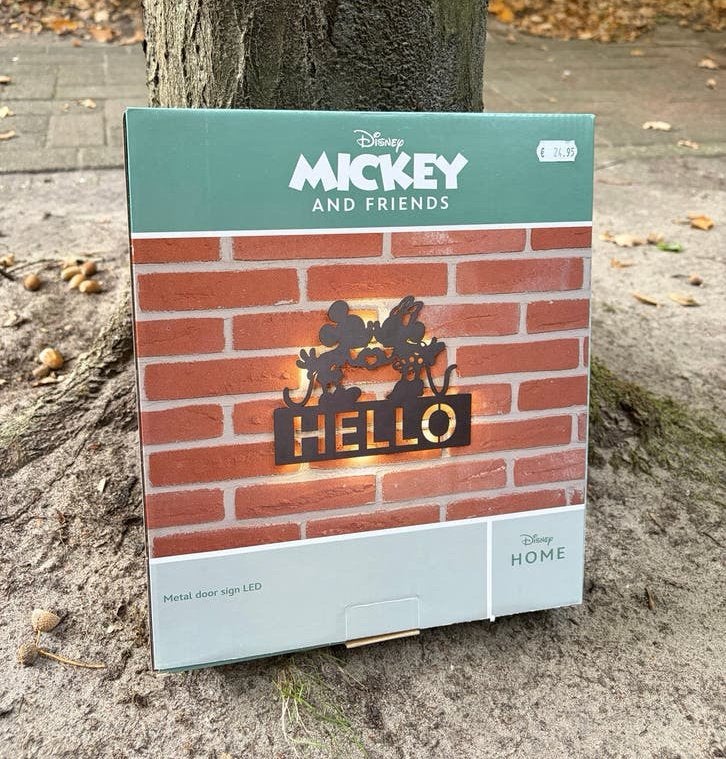 Disney Mickey Minnie wandbord met LED verlichting nieuw, Metaal, Met verlichting, Nieuw, Ophalen of Verzenden