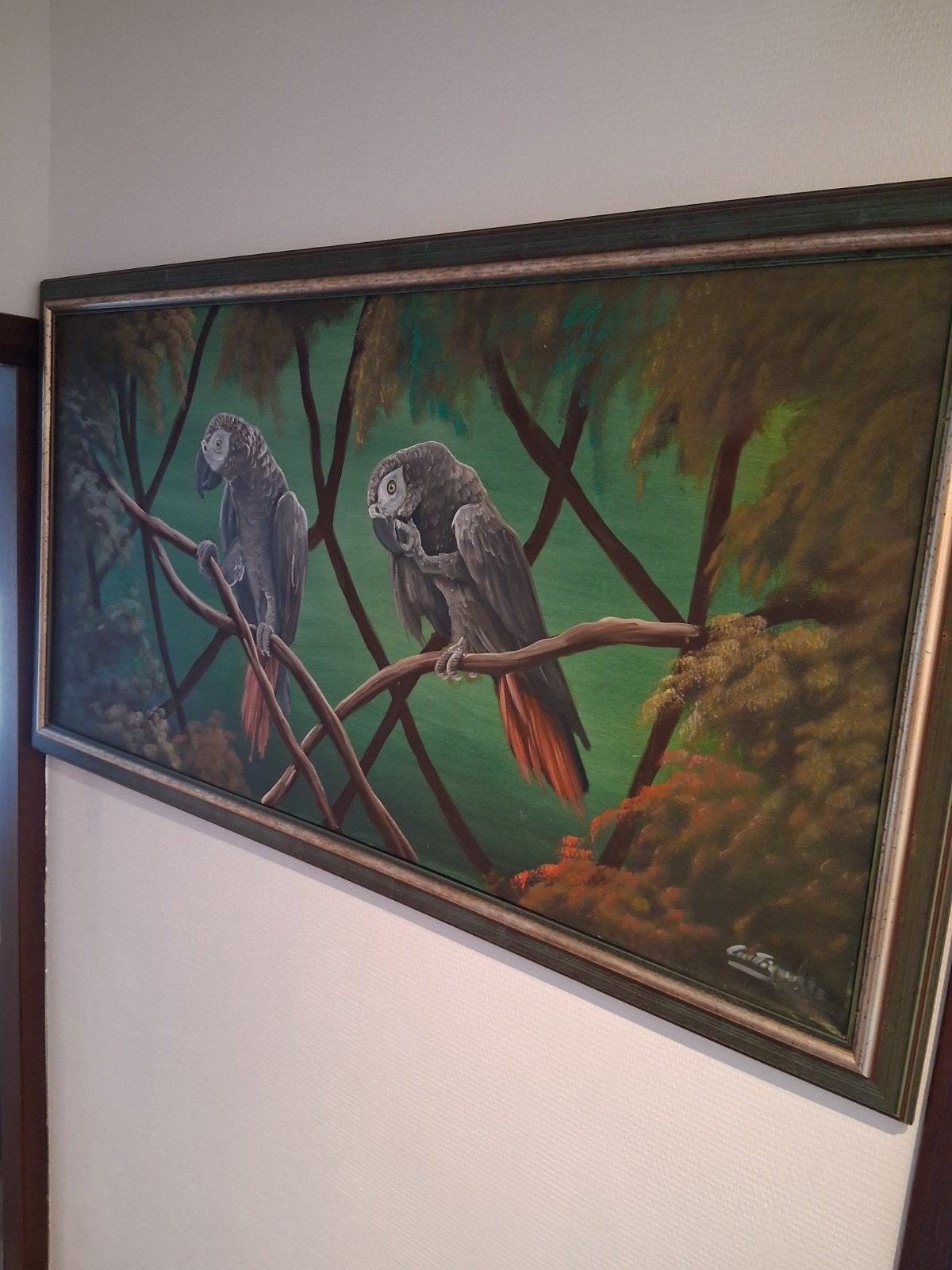 Grijze roodstaart schilderij