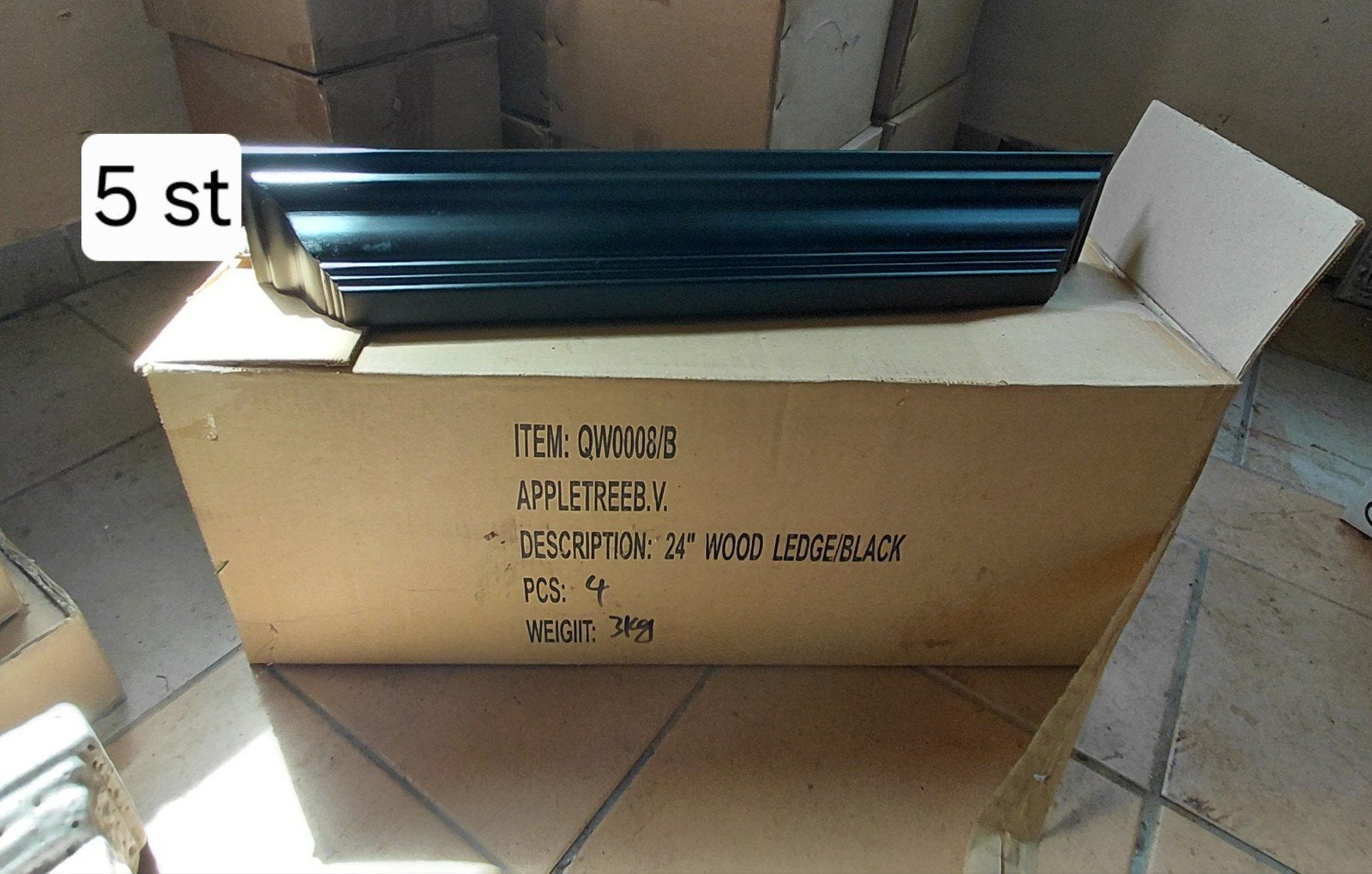 5 stuks Zwarte Houten Plank / Wandplank 24 inch, Ophalen, Nieuw