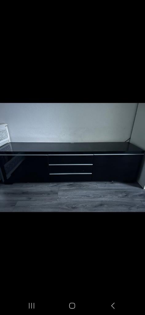 IKEA TV Meubel Zwart Hoogglans met Lades, Ophalen, Overige materialen, 150 tot 200 cm, Zo goed als nieuw