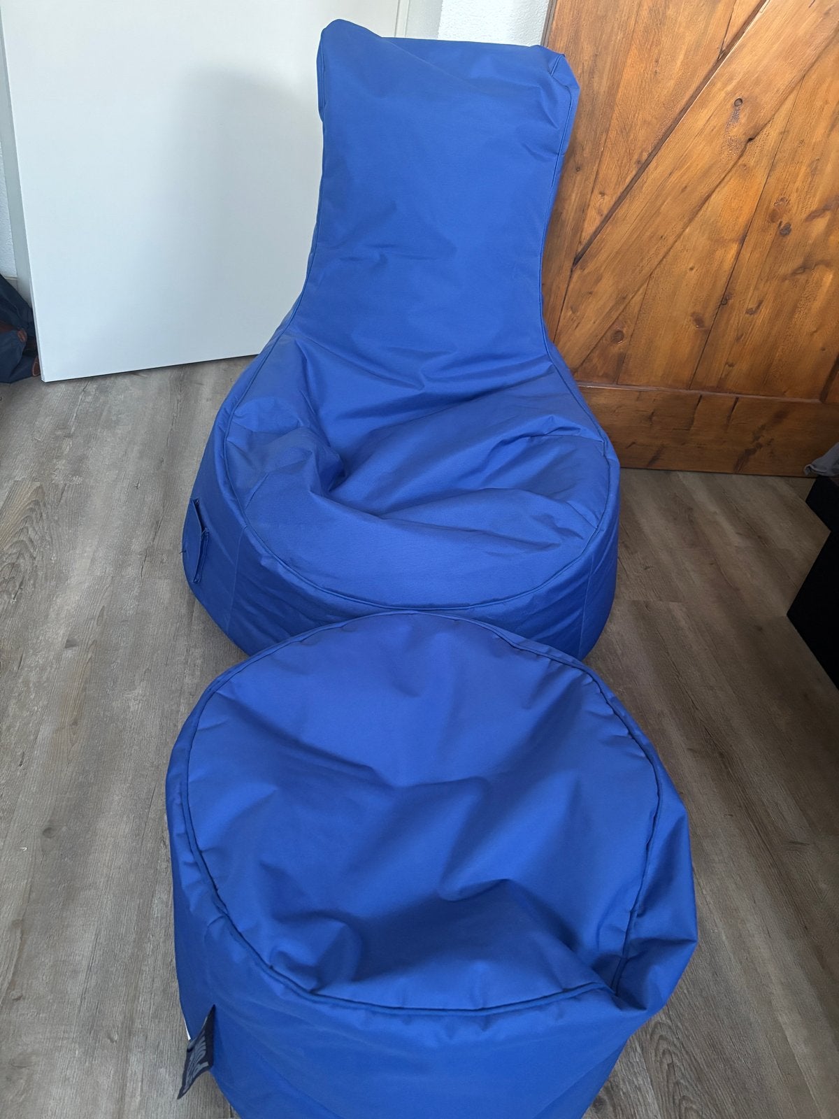Blauwe zitzak en poef set - Sitting Point, Ophalen, Zo goed als nieuw, Blauw, Zitzak