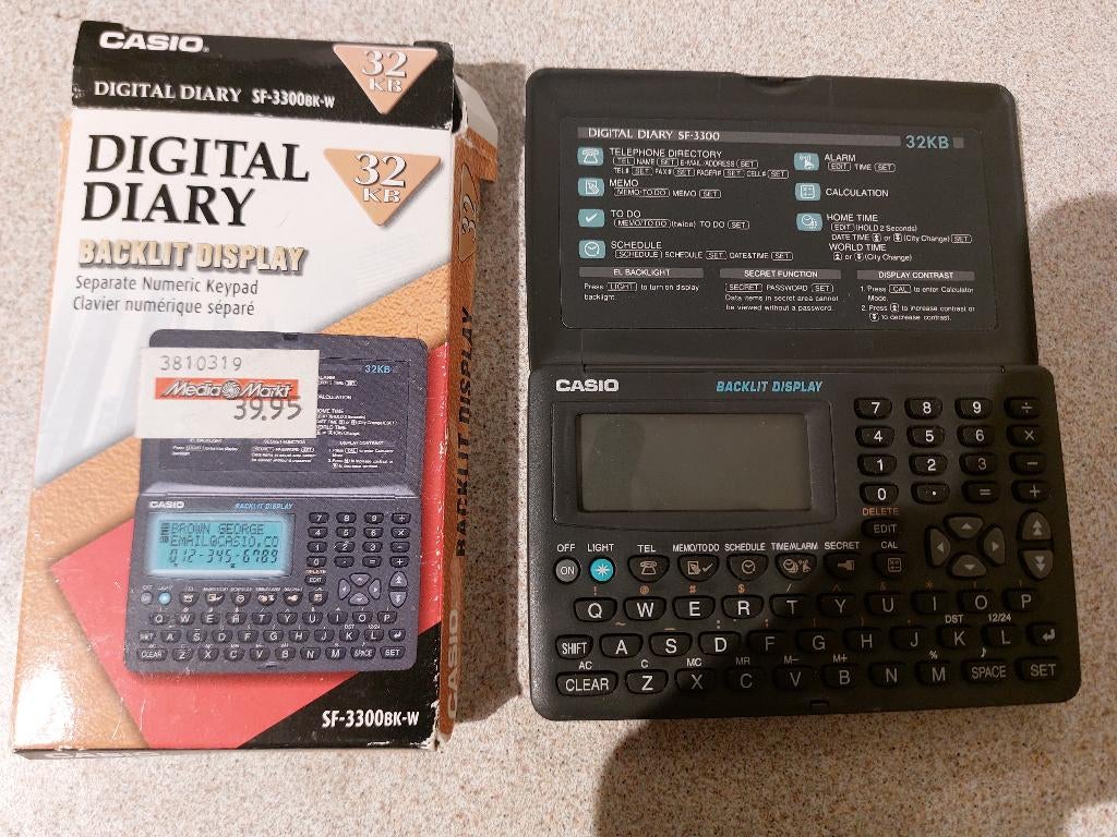 Rekenmachine Casio Digital diary SF-3300BK-W       µ1k, Ophalen of Verzenden, Nieuw