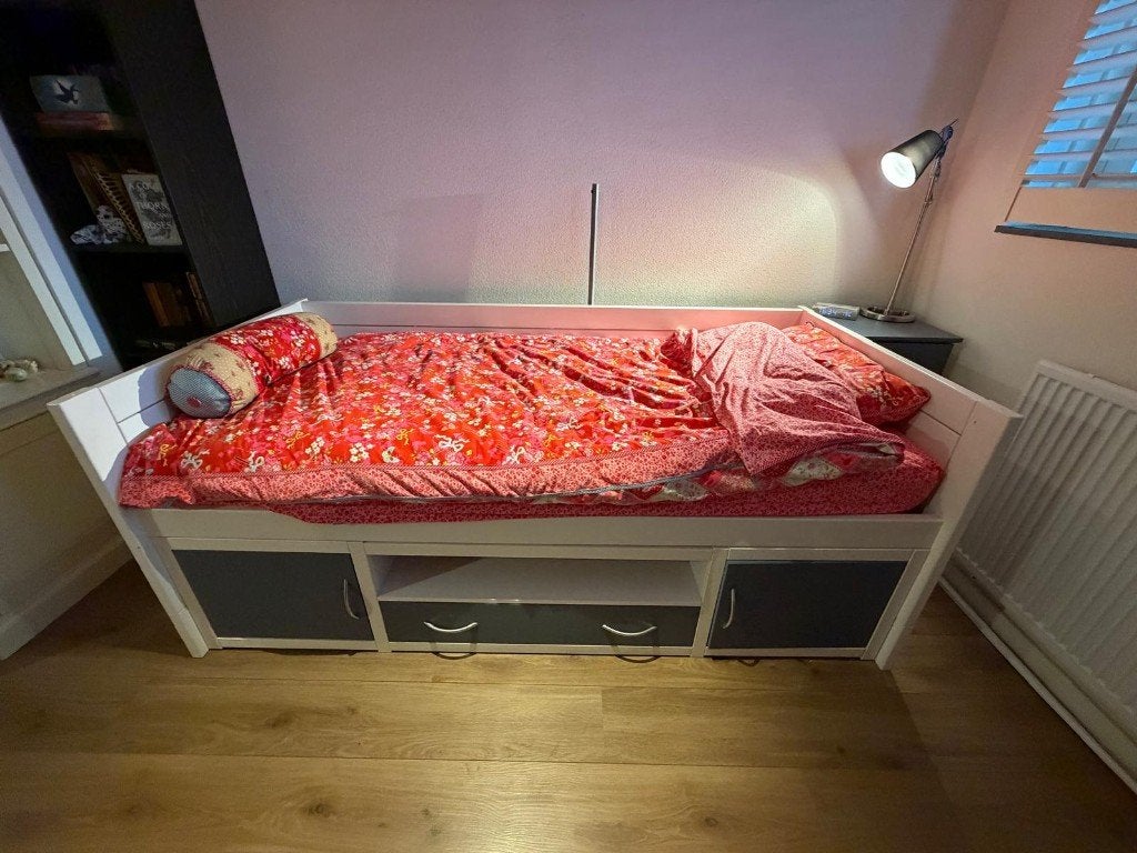 Lifetime kajuitbed wit 90 x 200, Ophalen, 85 tot 100 cm, Gebruikt, Lattenbodem