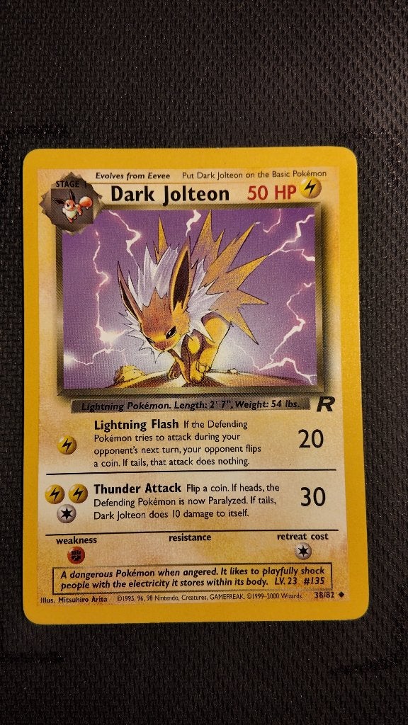 Dark Jolteon 38 Team Rocket | Pokemon kaart, Ophalen, Zo goed als nieuw, Losse kaart