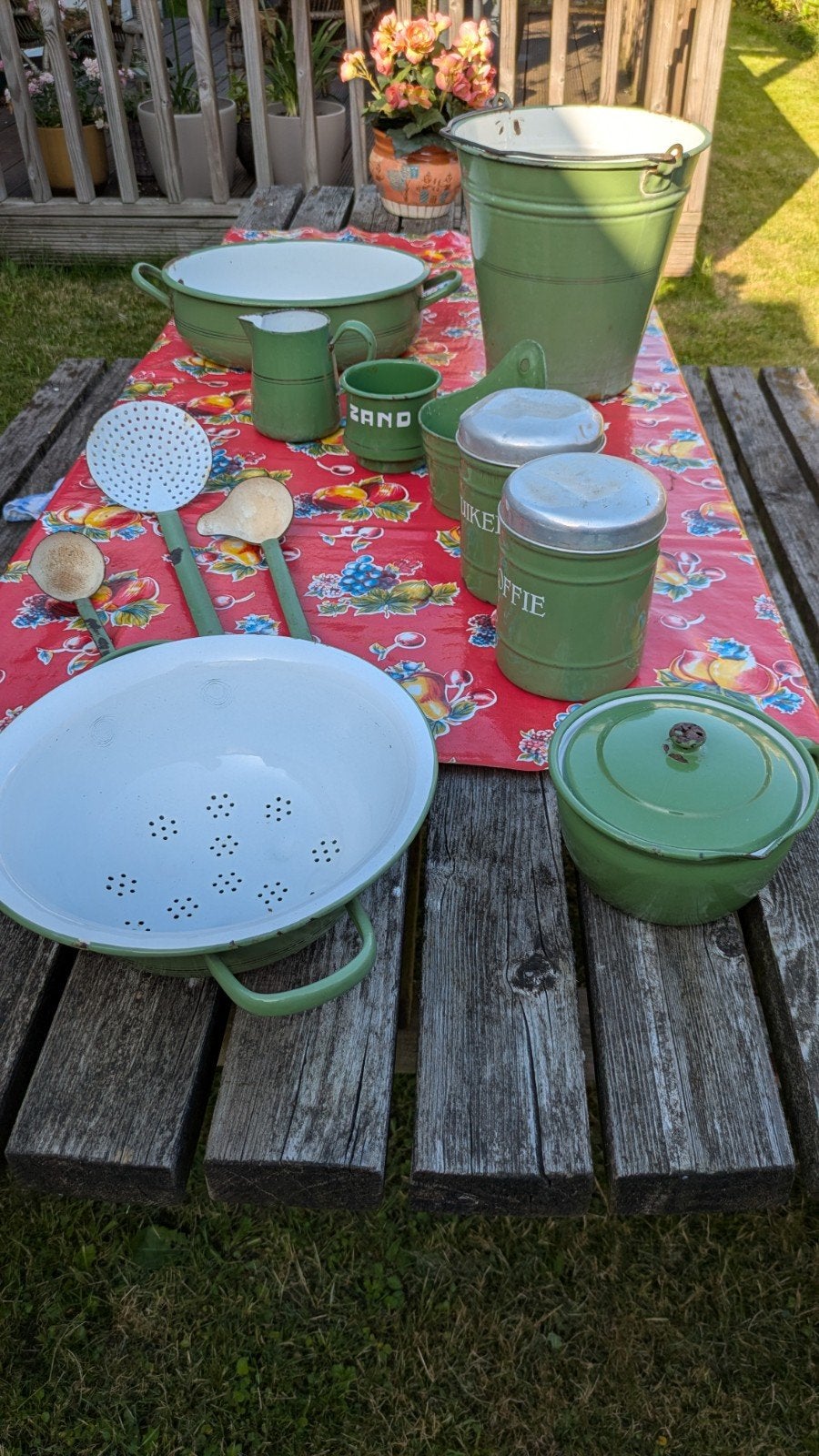 Vintage diverse emaille keukengerei, Ophalen, Gebruikt, Emaille