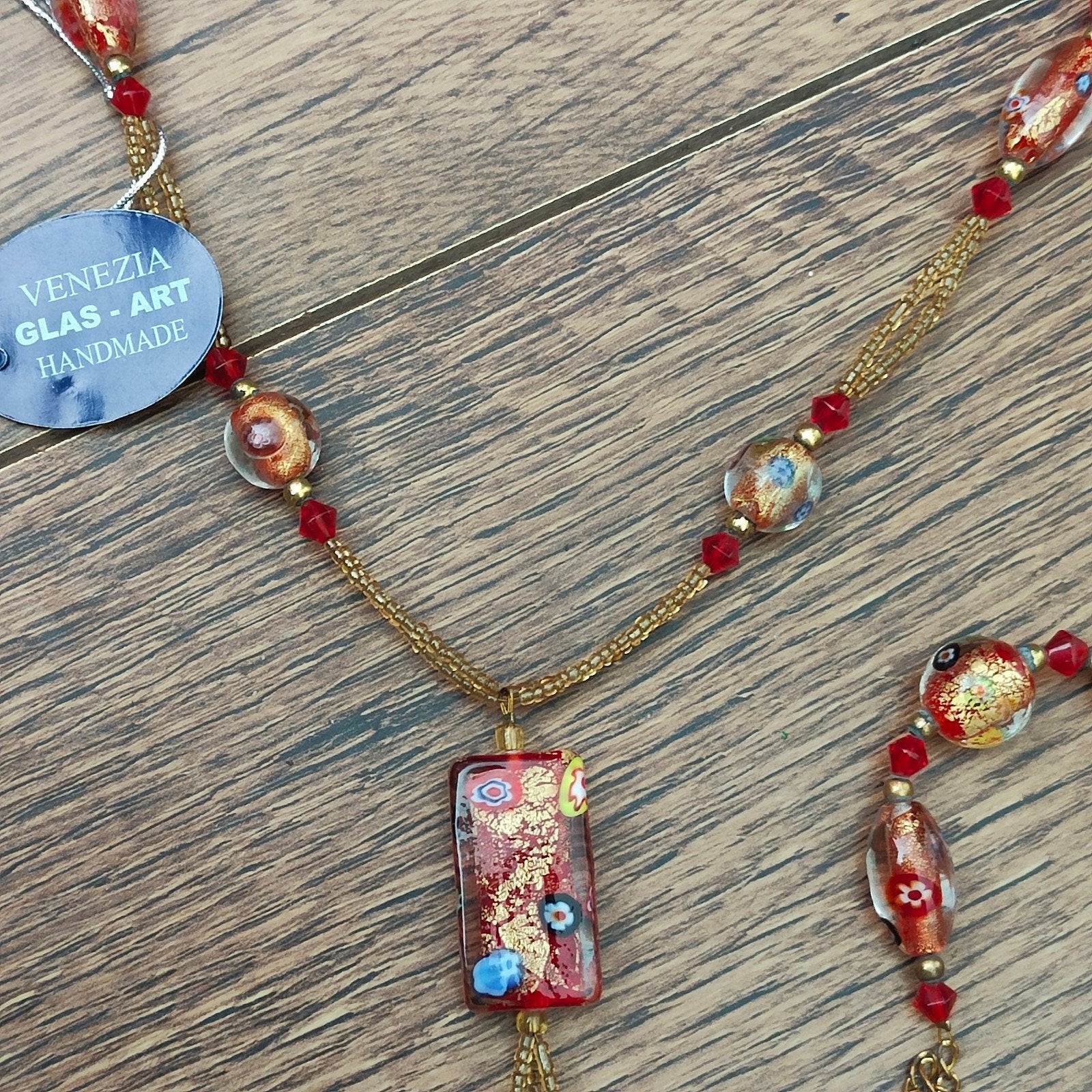 Venezia Glas-Art set, millefori ketting/armband, Nieuw, Ophalen of Verzenden, Goud, Overige materialen