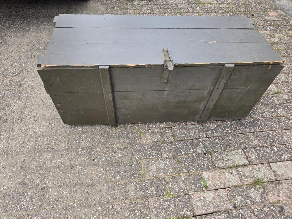 Vintage Houten Kist - Legergroen Opbergkist, Ophalen, Landmacht, Nederland, Kist of Geocache