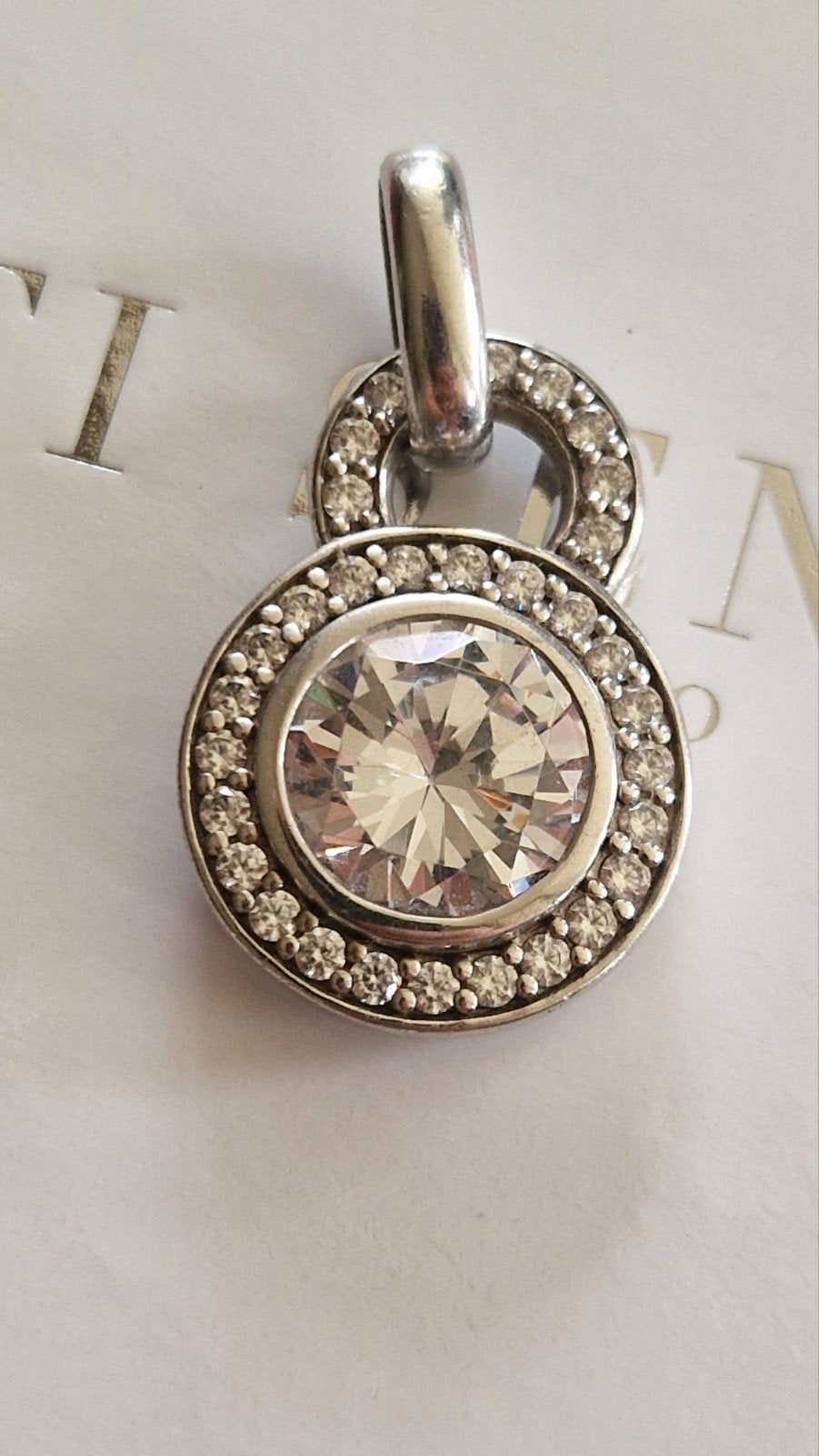 Ti Sento hanger 925 zilver met zirkonia's - 35 mm, Gebruikt, Overige voorstellingen, Met edelsteen, Ophalen of Verzenden