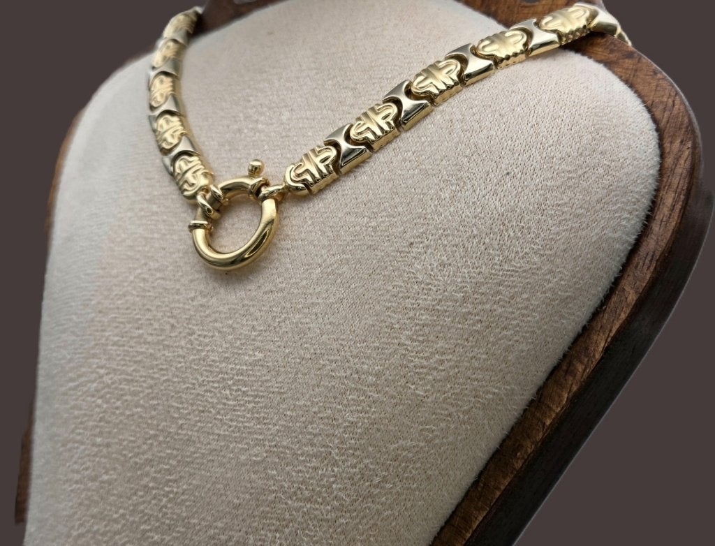 Gouden vintage bi-color schakel ketting/collier. 2026/72., ., Ophalen of Verzenden, Zo goed als nieuw, .