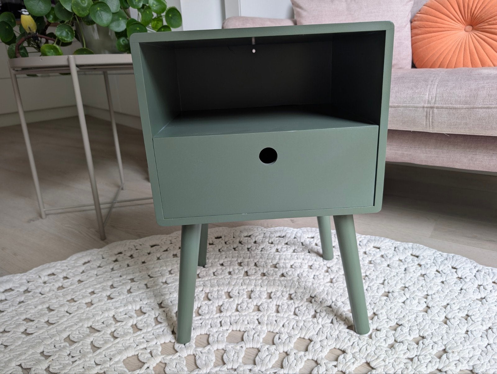 Woood ozzy groen nachtkastje, Ophalen, Nieuw, Minder dan 45 cm, Minder dan 55 cm