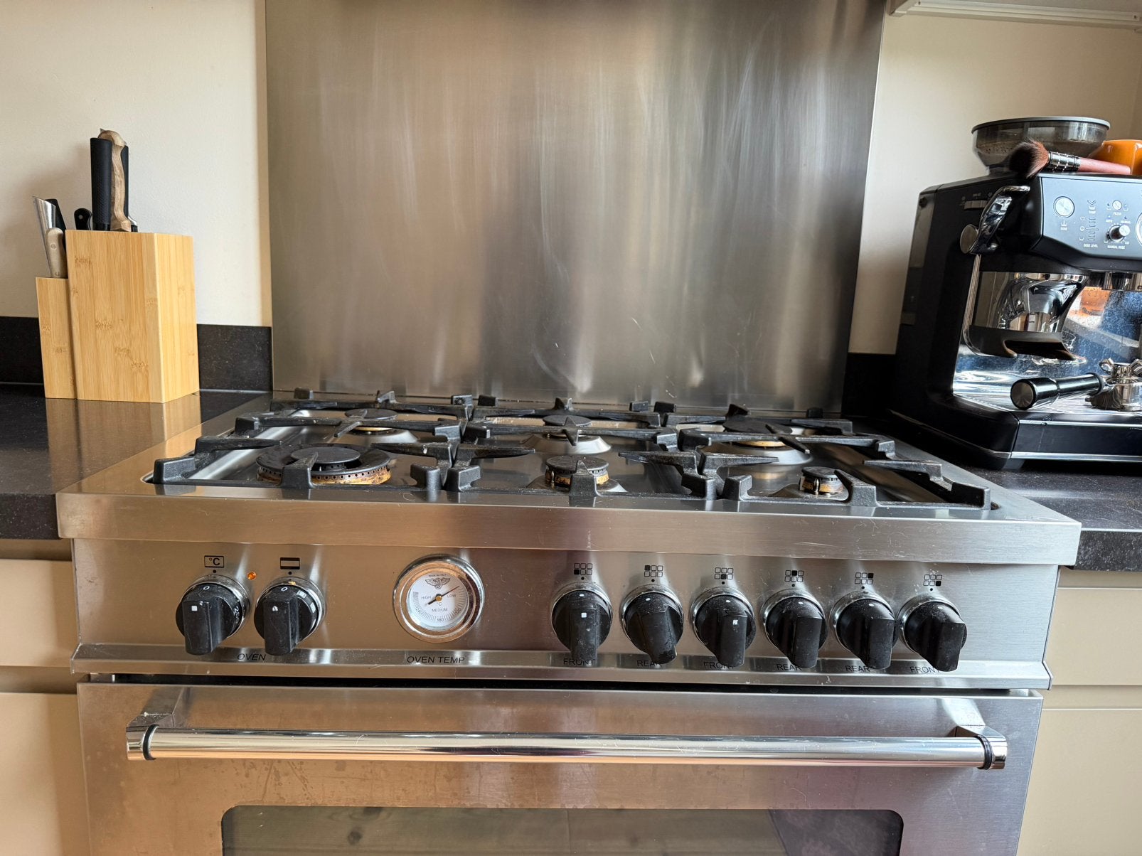 Bertazzoni RVS gasfornuis met grote oven – 6 pitten, Ophalen, Gebruikt, Hete lucht, 60 cm of meer
