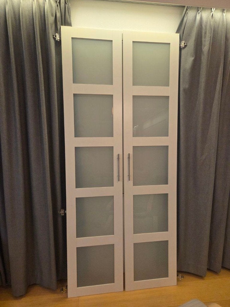IKEA BERGSBO Door (White/Frosted Glass) - 50x229 cm, Ophalen, 200 cm of meer, 50 tot 100 cm, Zo goed als nieuw