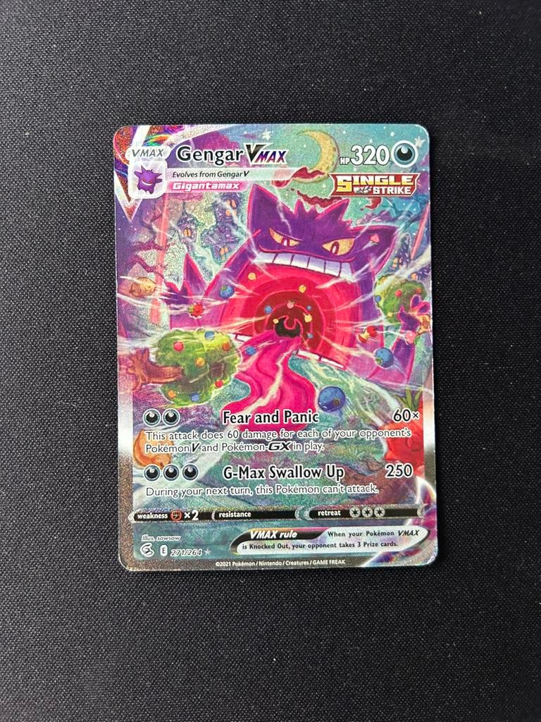 Gengar VMAX (FST 271) Fusion Strike, Ophalen of Verzenden, Gebruikt, Losse kaart, Foil
