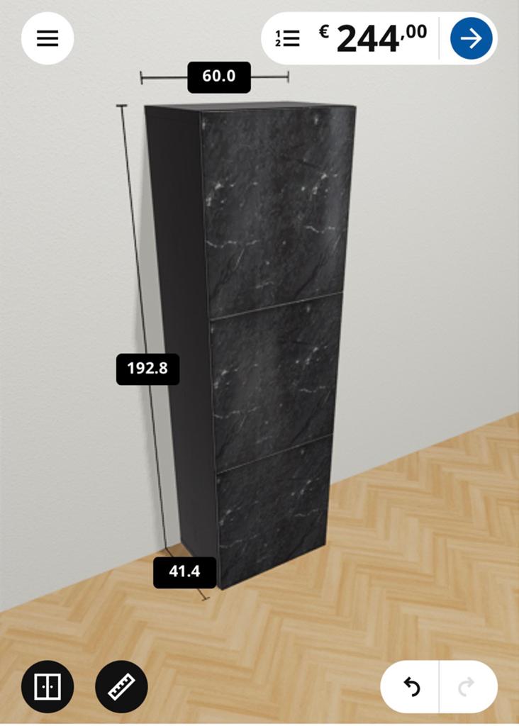 IKEA Bestå kast bruin zwart 60x192x40 marmer look deuren, Ophalen, Overige materialen, Gebruikt, 50 tot 100 cm