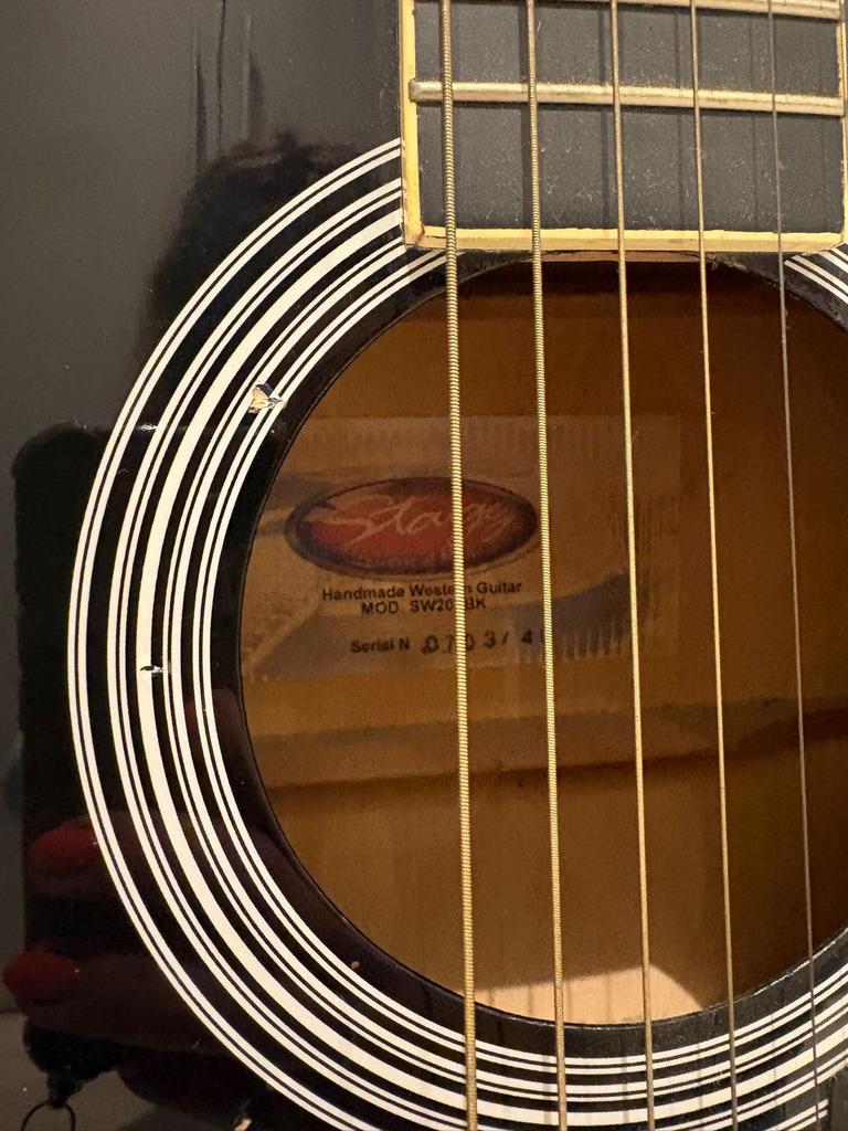 Stagg Western Gitaar SW205BK met standaard, Ophalen, Gebruikt, Western- of Steelstringgitaar