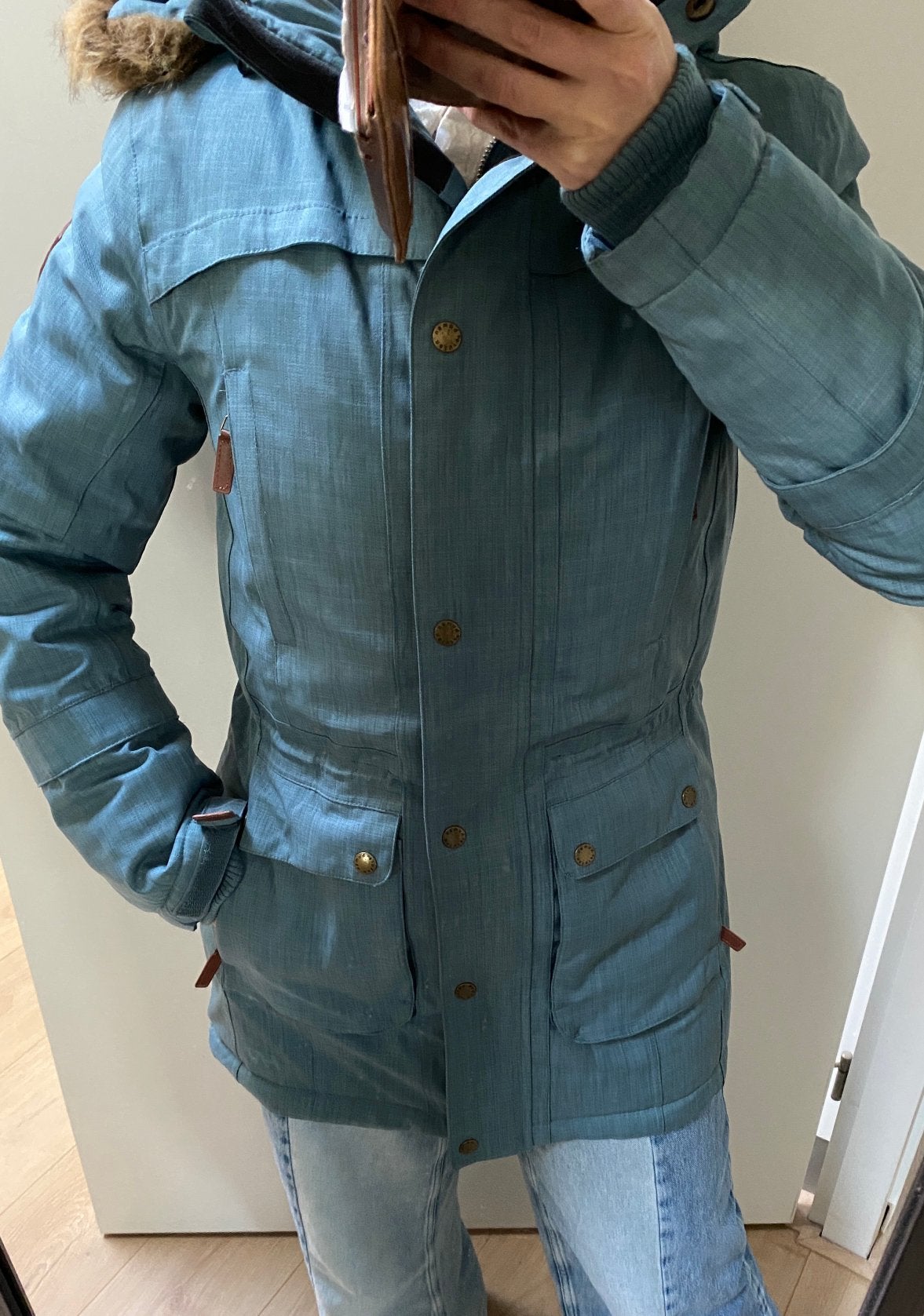 Human nature winterjas mt S, Verzenden, Zo goed als nieuw, Maat 36 (S), Blauw