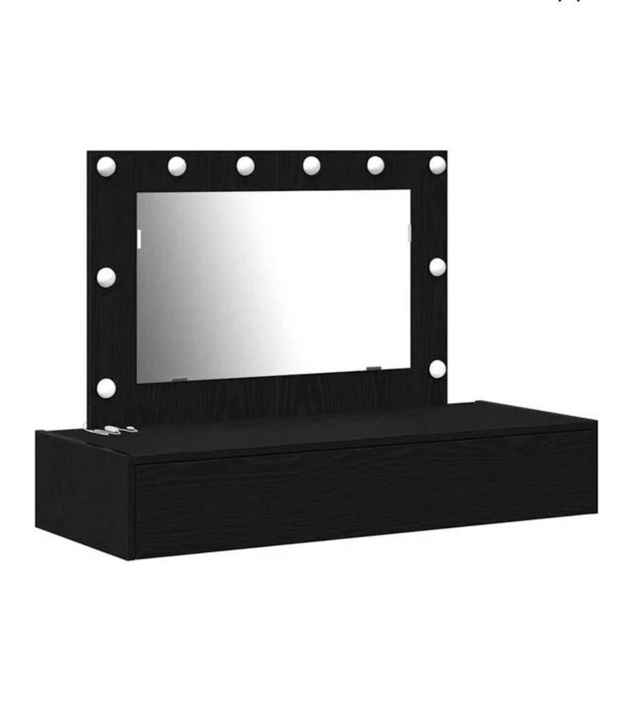Zwart make-up bureau met spiegel en verlichting, 100 tot 150 cm, Ophalen of Verzenden, Zo goed als nieuw, Minder dan 100 cm