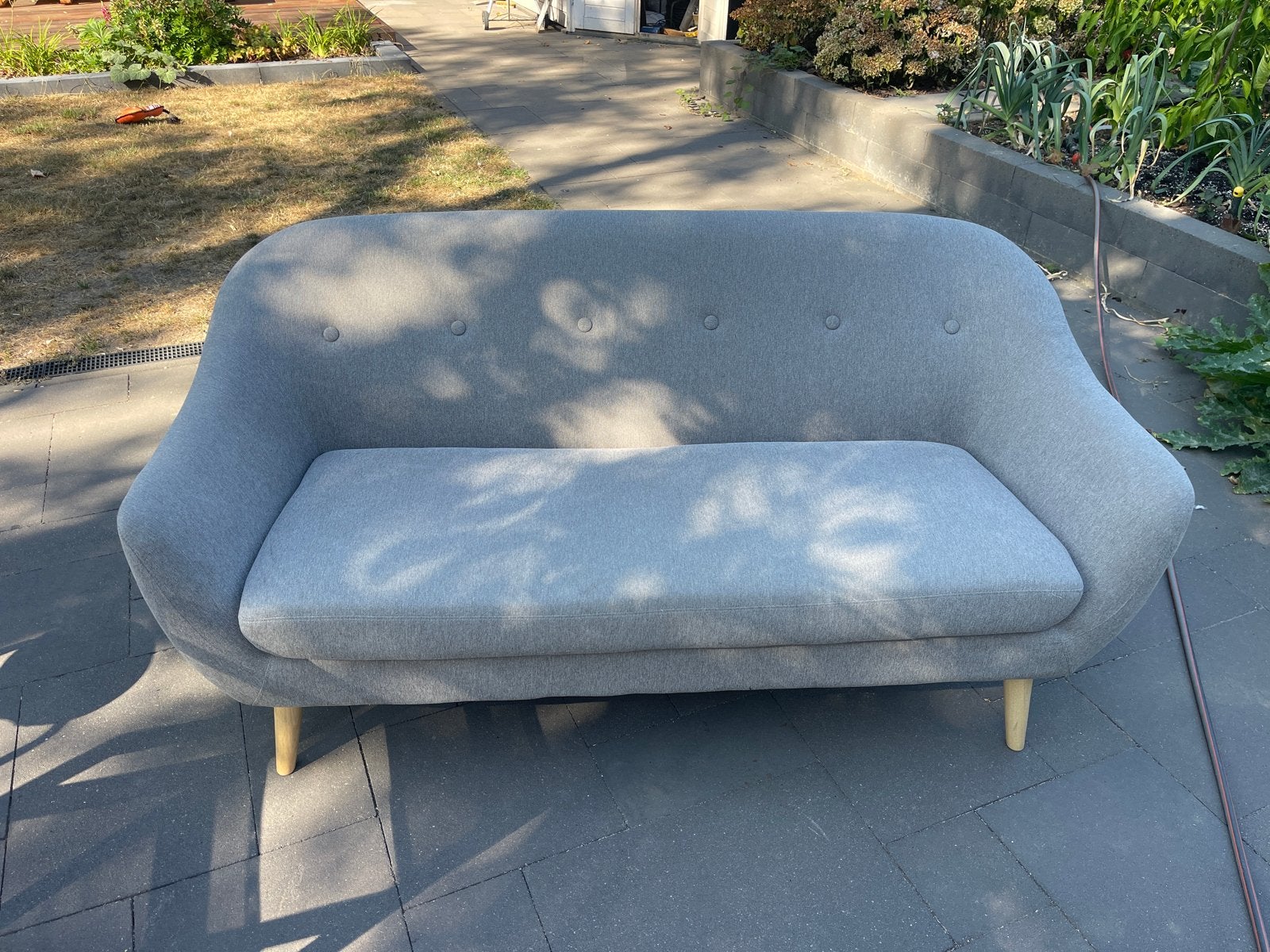 Stijlvolle grijze Driepersoonsbank, Ophalen, 150 tot 200 cm, Tweepersoons, 75 tot 100 cm
