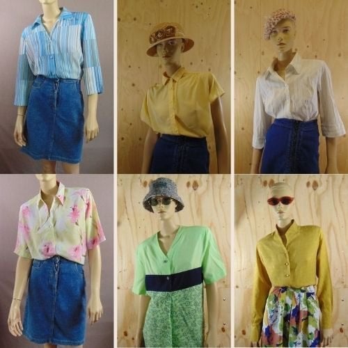 Bundel 6 vintage blouses maat 42, Maat 42/44 (L), Zo goed als nieuw, Vintage, Meerkleurig