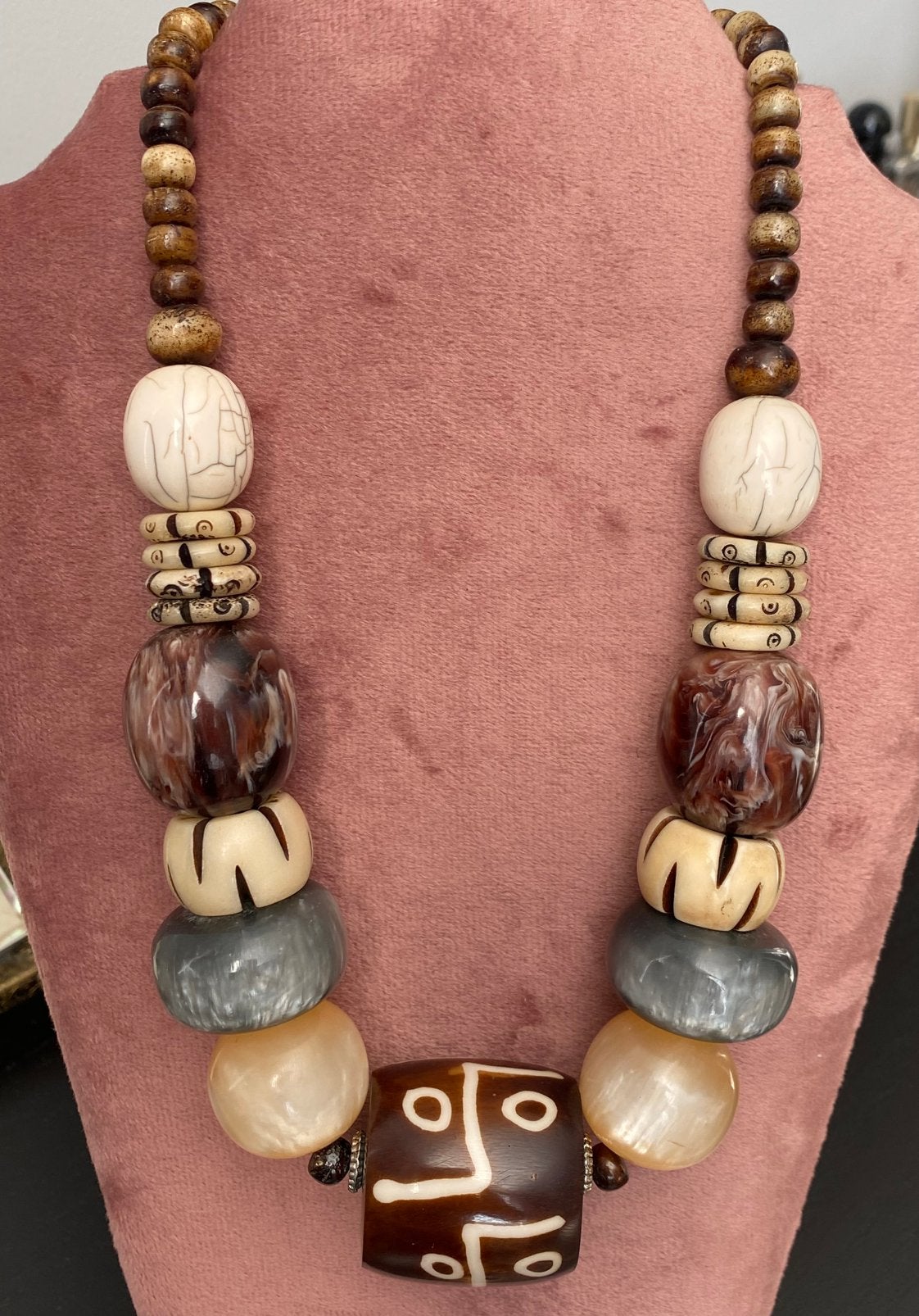 Vintage Afrikaanse boho stijl ketting, Ophalen of Verzenden, Zo goed als nieuw, Overige materialen