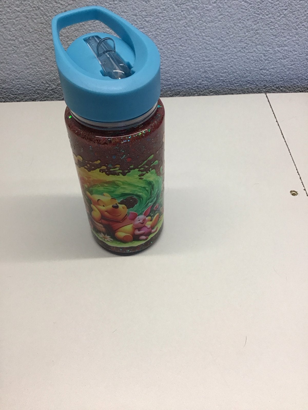 Winnie de Poeh drinkfles met rietje en glitters, Verzenden, Gebruikt, Jongen of Meisje