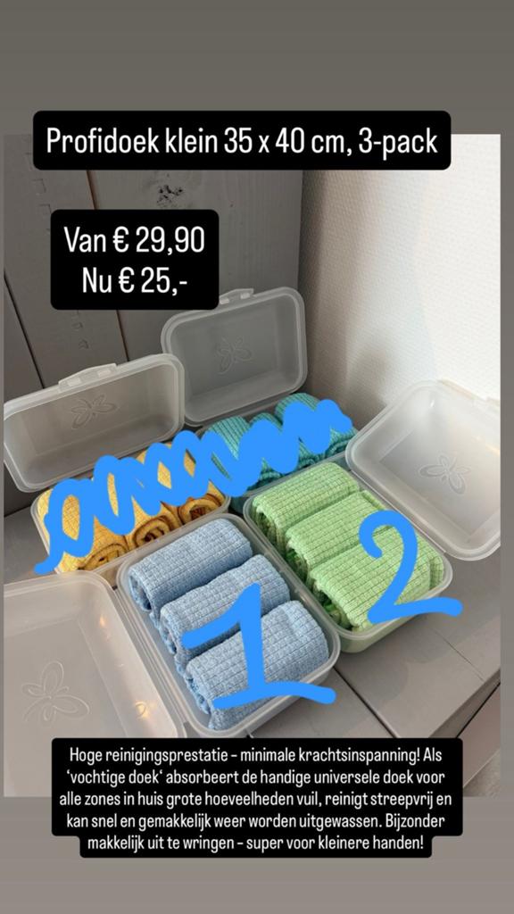 Profidoek klein 35x40 cm, 3-pack - Hoge Reinigingsprestatie, Ophalen of Verzenden