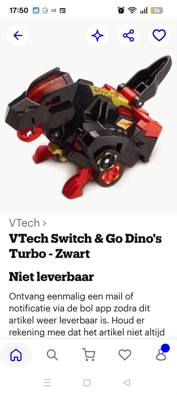 VTech Switch & Go Dino's Turbo - Zwart, Ophalen of Verzenden, Gebruikt, 4 tot 6 jaar