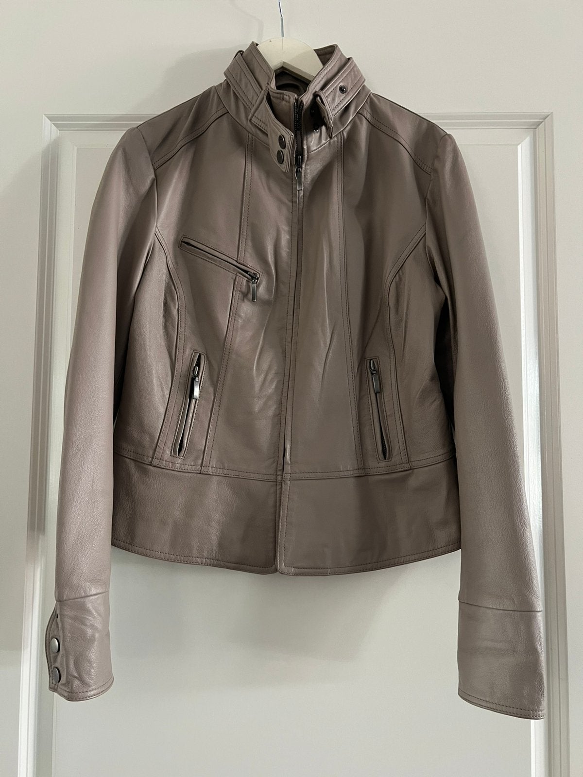 Beige leerlook jas van YAYA - maat L, Ophalen of Verzenden, Zo goed als nieuw, Maat 38/40 (M), Beige
