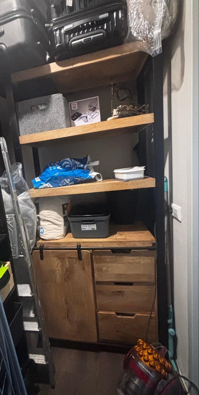 Mango houten kast met lades en schuifdeur, Huis en Inrichting, Ophalen, Gebruikt