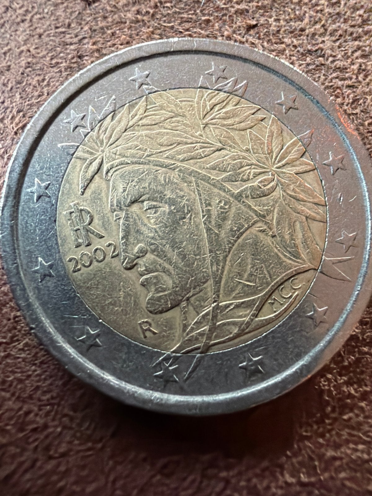2 Euro munt Italië 2002 Dante Alighieri, Postzegels en Munten, Ophalen of Verzenden, Italië, 2 euro, Losse munt