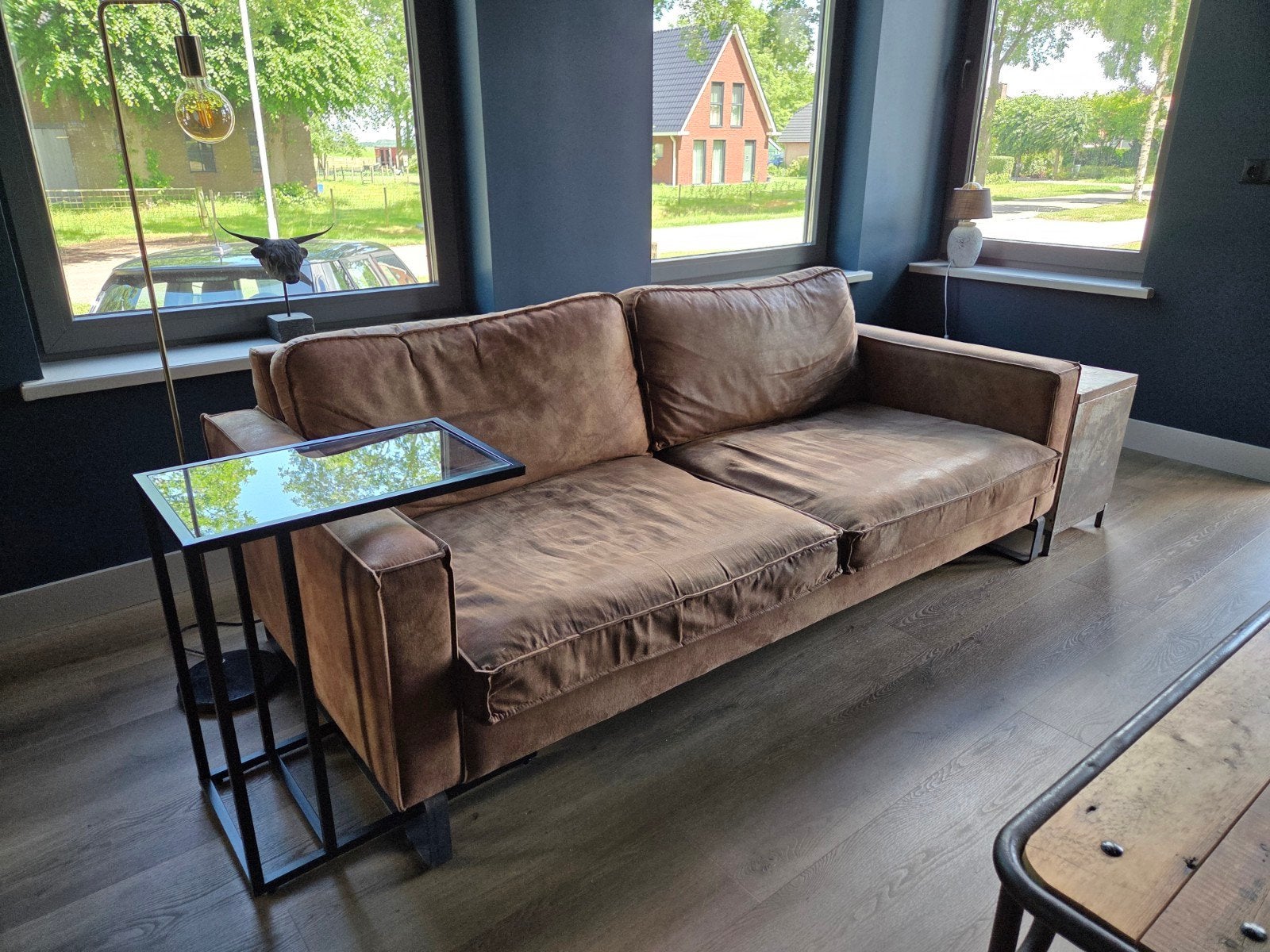 2-zits bankstel Ecoleder cognac 205cm, Huis en Inrichting, Banken | Bankstellen, Gebruikt, Tweepersoons, 75 tot 100 cm, Ophalen of Verzenden