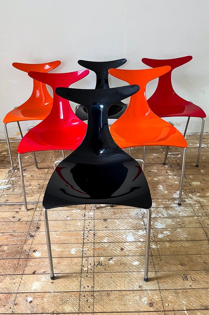 6 Italiaanse design stoelen, Huis en Inrichting, Stoelen, Ophalen, Overige kleuren, Zo goed als nieuw, Modern