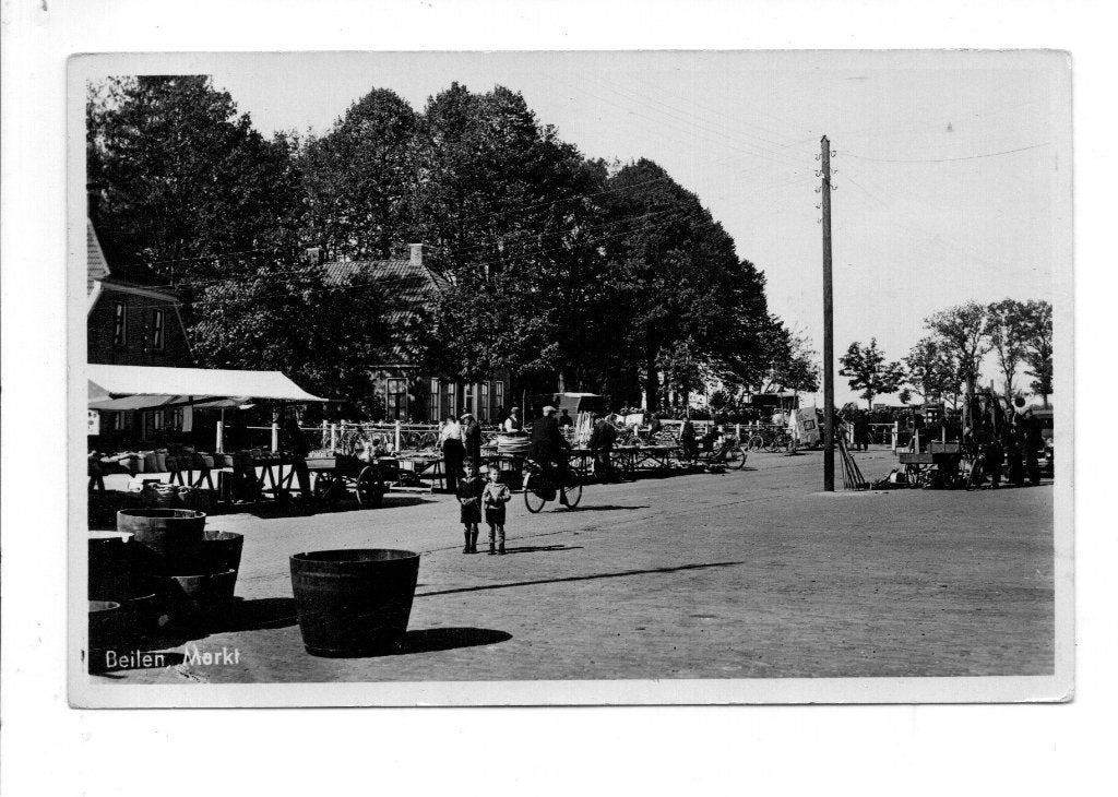 Beilen, ca. 1926. Markt., Verzamelen, Ansichtkaarten | Nederland, Ophalen of Verzenden, 1920 tot 1940, Gelopen, Drenthe