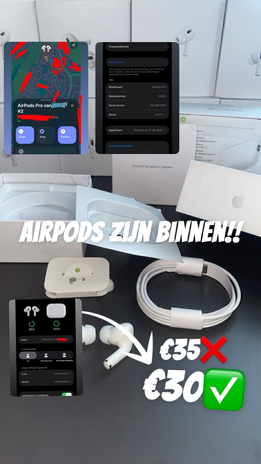 Apple AirPods Pro (A2931) -, Ophalen of Verzenden, Zo goed als nieuw, Overige merken