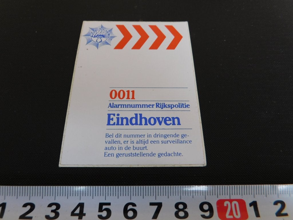 sticker Politie Rijkspolitie Eindhoven RP EHV   0011 *, Ophalen, Zo goed als nieuw