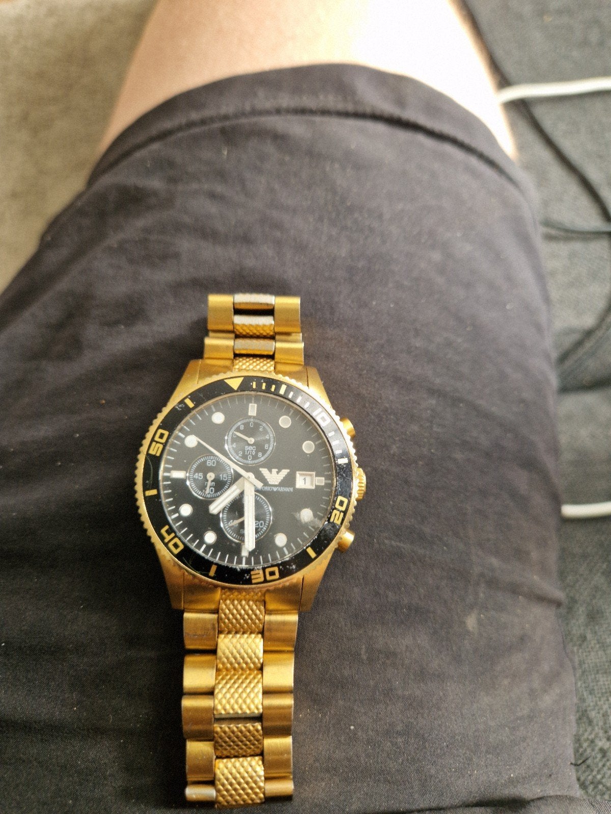 Emporio Armani AR-5857 Herenhorloge Goudkleurig Chronograaf, Ophalen of Verzenden