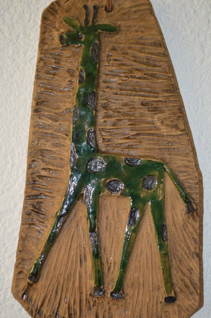 Unieke ZWEEDSE handgemaakte keramische wanddecoratie giraf, Ophalen of Verzenden, Huis en Inrichting