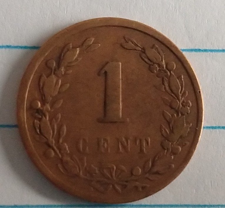 nederlandse 1900 munt,  1 cent, volgnr 3.1, Postzegels en Munten, Munten | Nederland, Ophalen of Verzenden, Koningin Wilhelmina