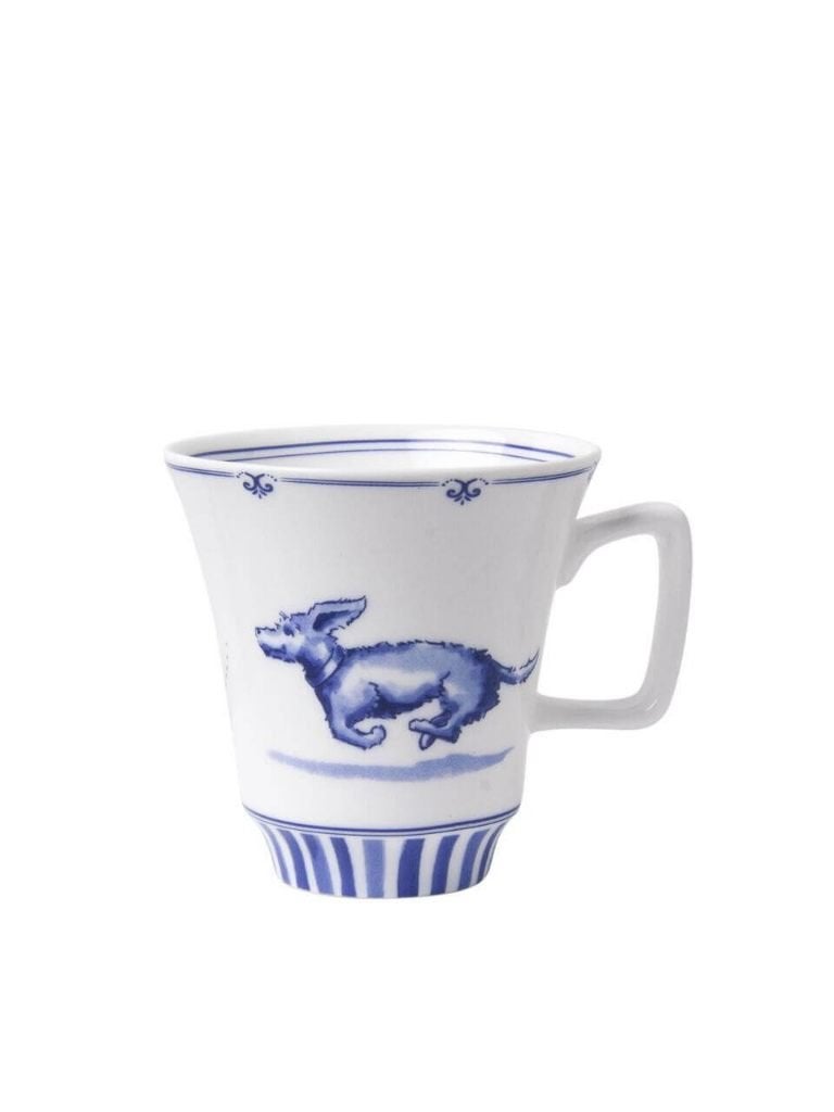 Heinen Delfts Blauw Janny koffiemok Teckel Nhaan 145 ml, Huis en Inrichting, Overige merken, Delftsblauw, Porselein, Heinen Delfts Blauw