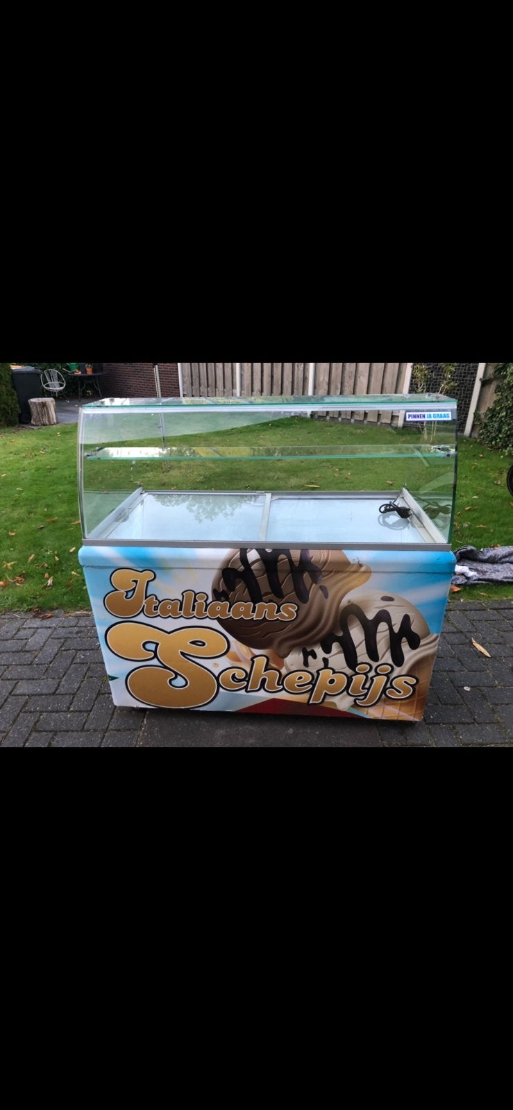 Schepijs vitrine 9 bakken, Ophalen, Vrieskist, Gebruikt, Minder dan 60 cm