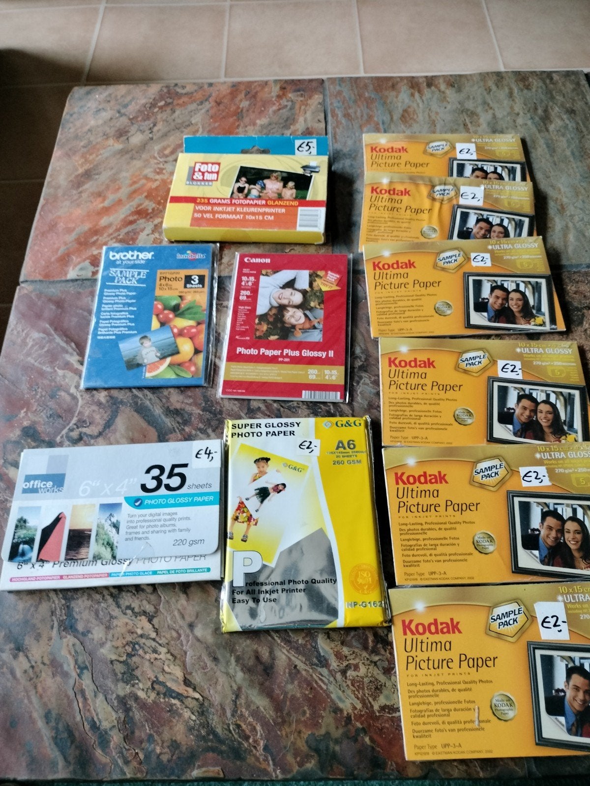 Diverse fotopapier pakketten (11 stuks) Kodak, Canon, Brothe, Nieuw, Glanzend, Ophalen of Verzenden, Fotopapier