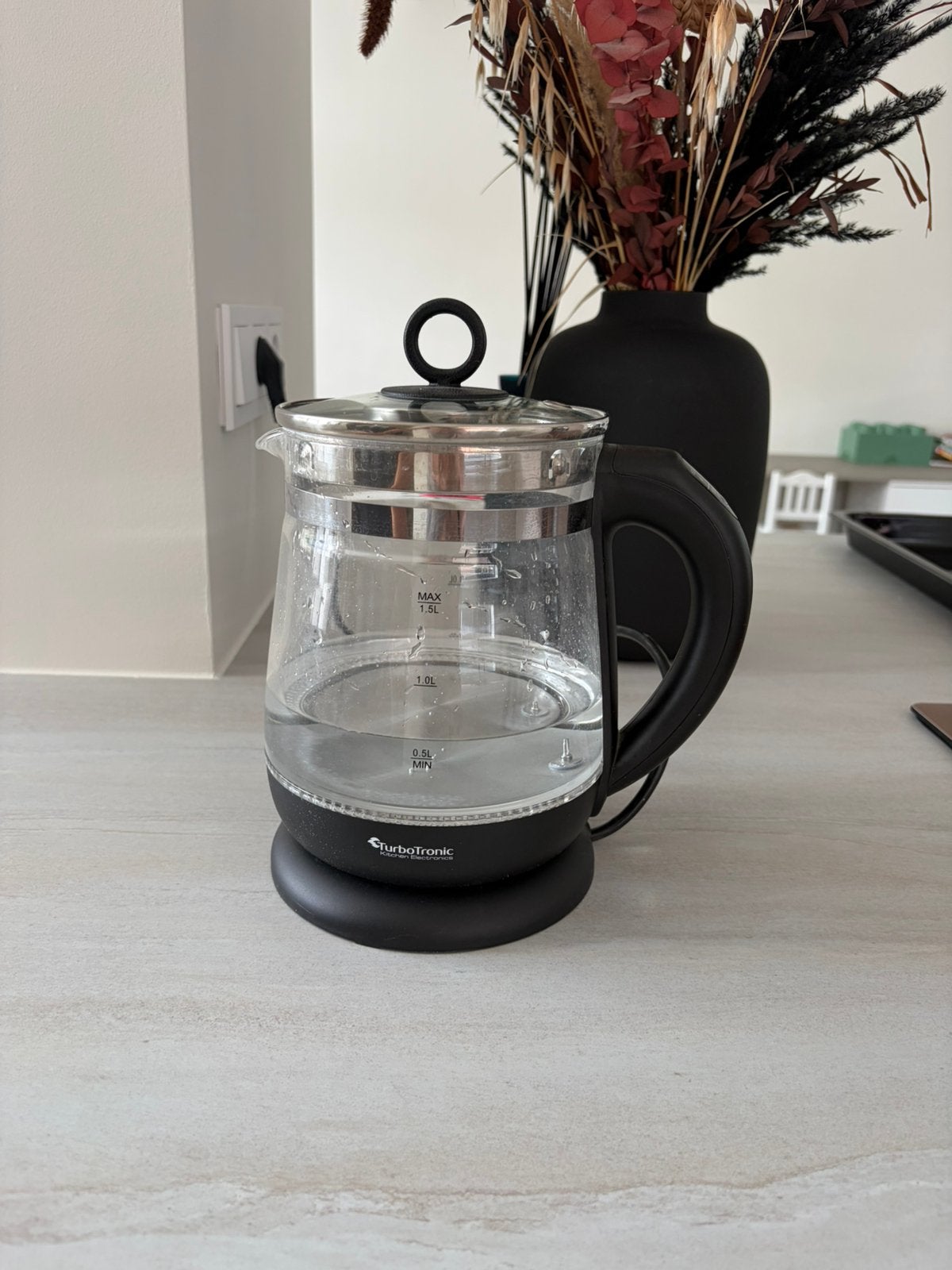 TurboTronic waterkoker met temperatuurspecificatie en led, 1 tot 2 liter, Ophalen, Zo goed als nieuw