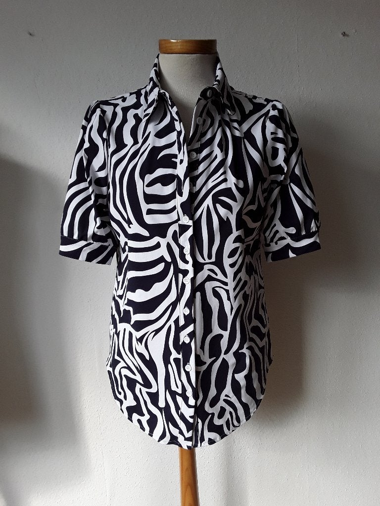 Mi Piace blouse blauw/wit mt M, Maat 38/40 (M), Mi Piace, Zo goed als nieuw, Verzenden