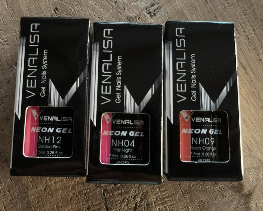 Gel Nagellak VENALISA neon Set - 3 Kleuren, Ophalen of Verzenden, Nieuw, Overige typen