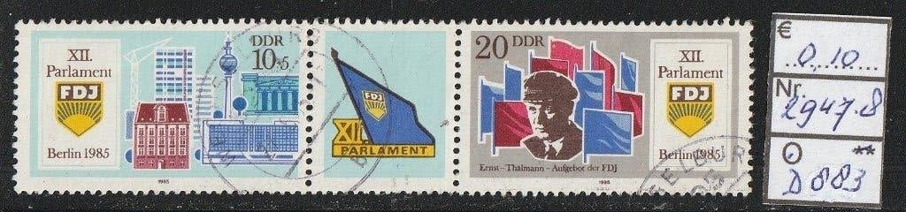 DDR FDJ '85 Michel 2947-8 Nr.D883g, Verzenden, DDR, Gestempeld