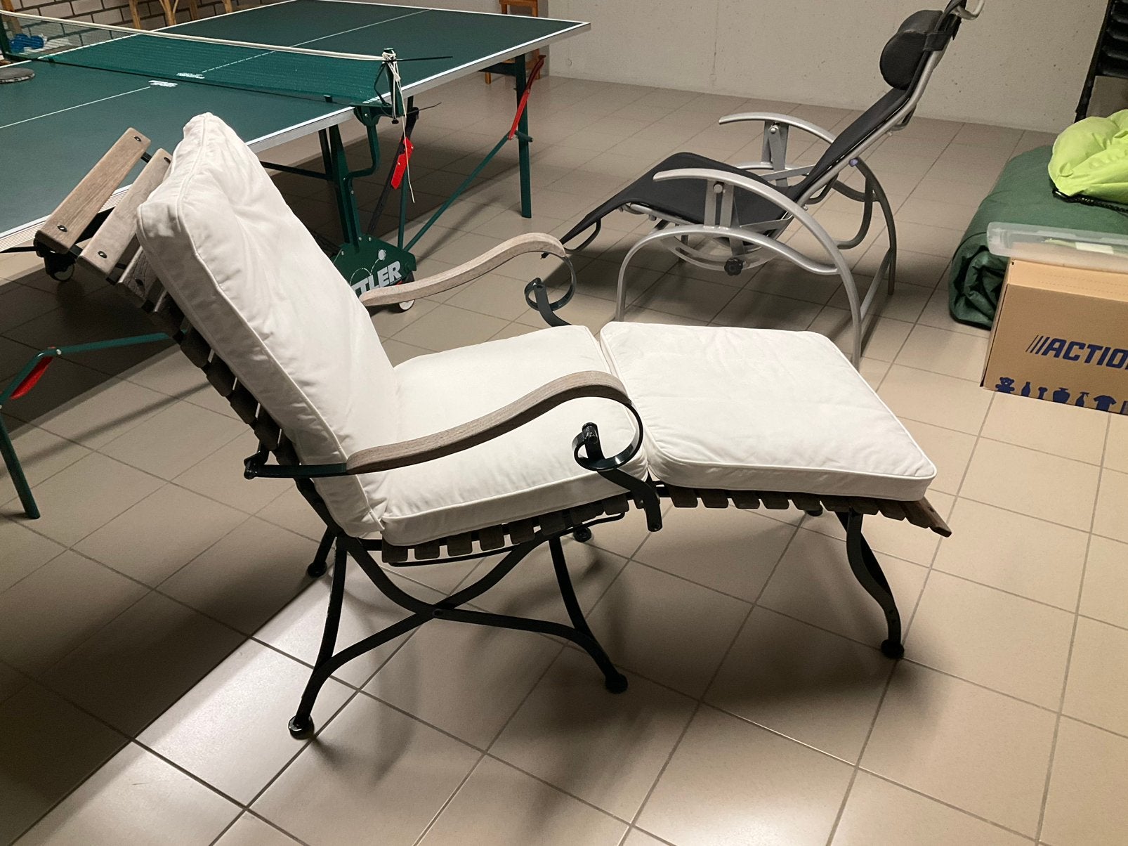 Weishaupl ligstoel met kussens, Tuin en Terras, Ophalen, Gebruikt