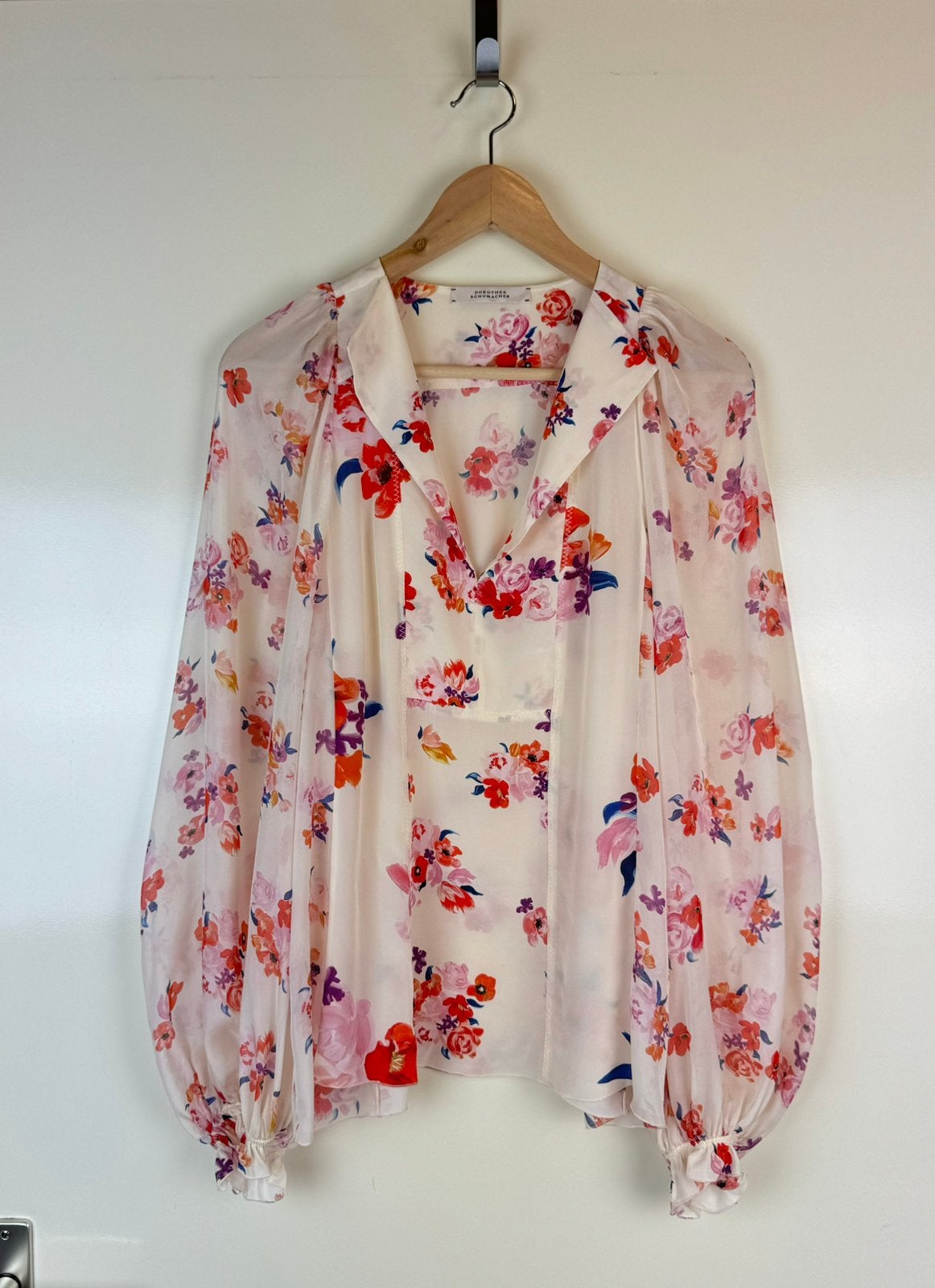 DOROTHEE SCHUMACHER 100% Silk Floral Puff Sleeve Boho, Kleding | Dames, Ophalen of Verzenden, Zo goed als nieuw, Maat 42/44 (L)