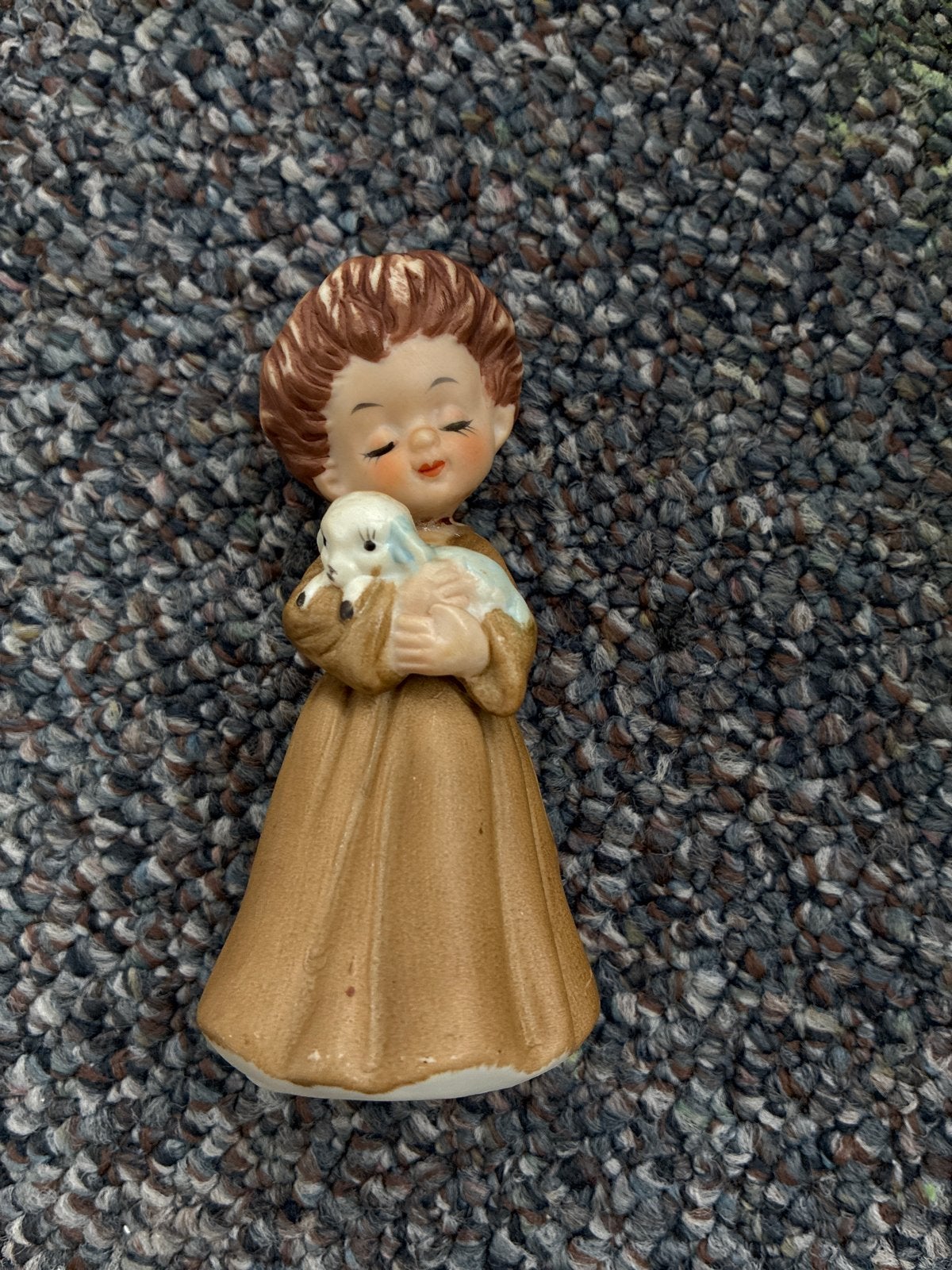 Vintage Beeldje Monnik met Lammetje - Religieuze Decoratie, Ophalen of Verzenden, Gebruikt, Beeld(je), Christendom | Katholiek