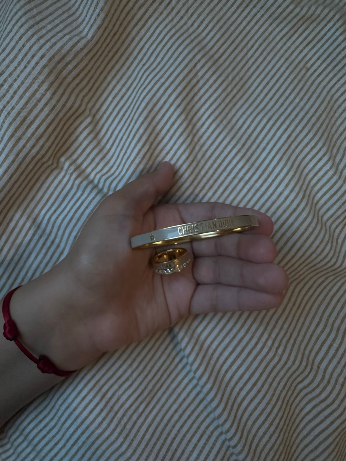 Dior Armband (M) & Ring (S) - goede staat, Ophalen of Verzenden, Zo goed als nieuw, Goud, Overige materialen