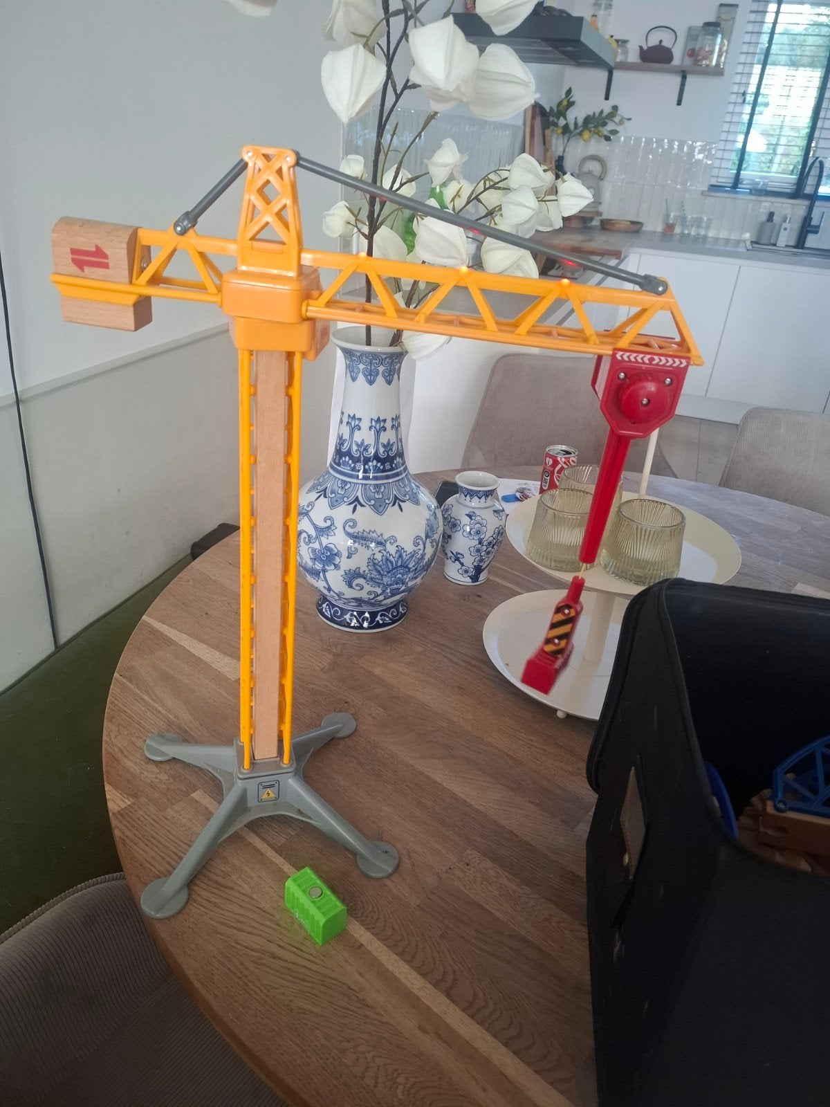 houten treinbaan en hijskraan, Kinderen en Baby's, Speelgoed | Houten speelgoed, Ophalen
